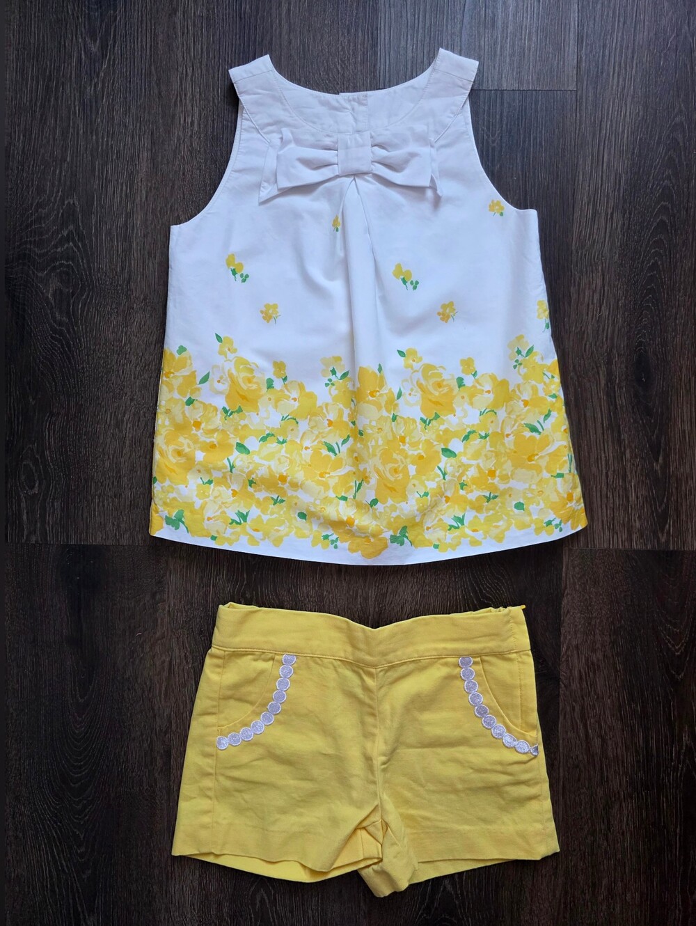 Janie & Jack "Sun Day Best" yellow floral dressy shorts outfit